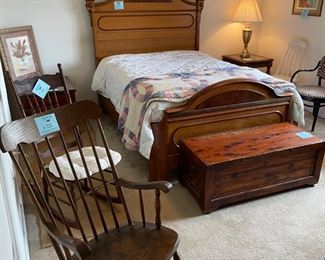 Full size bed box spring and mattress.       $300.00.                                                                       Rockers $45.00 each