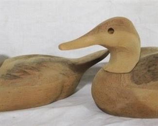 6 - Lot of 2 wooden carved ducks - 14 x 8 heads not attached

