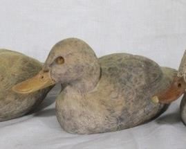 7 - Lot of 3 carved wood ducks - 10.5 x 5
