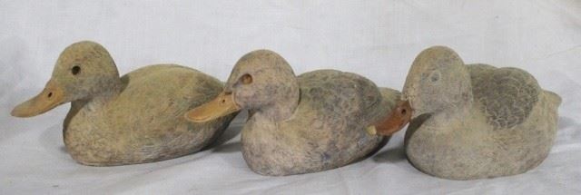 7 - Lot of 3 carved wood ducks - 10.5 x 5
