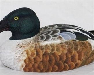 26 - Shoveler painted & carved wood duck Signed McDowell's 1985 14 x 6
