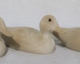35 - Lot of 3 carved wood ducks - 8.5 x 4
