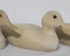 36 - Lot of 3 carved wood ducks - 8.5 x 4
