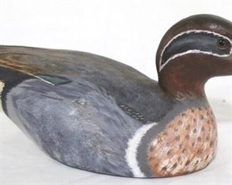 41 - Signed painted wood duck - 1980 Cecil & Evelyn McDowell Bill Meekins 11 x 5
