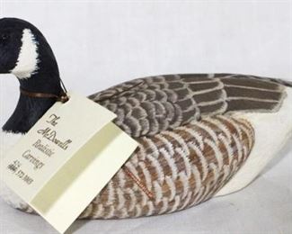 58 - Canada Goose miniature painted wood duck McDowell's 1993 original price $300 8 x 4
