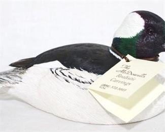 77 - Bufflehead Drake miniature painted duck carved wood McDowell's 1996 8 x 4
