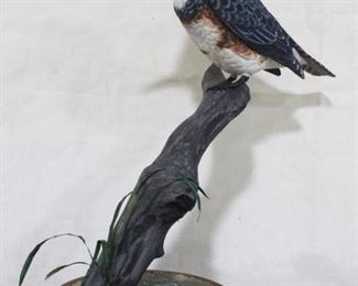 86 - Belted Kingfisher on stand, painted wood McDowell's 1994 16 x 14

