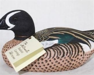 95 - Blue Winged Teal Drake miniature hand painted carved wood McDowell's 2006 8.5 x 4
