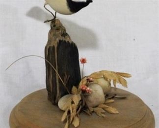 98x - Carved & painted wood bird on stand McDowell's unsigned 6.5 x 7
