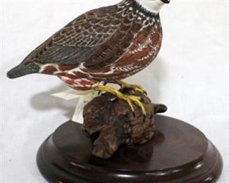 99 - Bobwhite Quail Male painted wood on base McDowell's 1985 original price $2000 8 x 8
