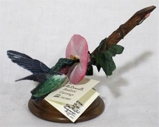 102 - Ruby Throated Hummingbird on stand McDowell's 1994 original price $125 7 x 5