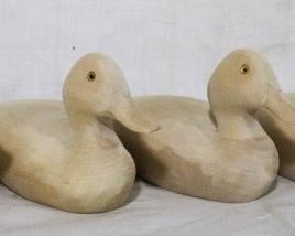 109 - Lot of 4 wood carved blank ducks - 7 x 4
