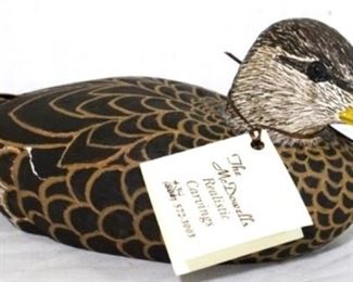 110 - Black Duck Hen miniature hand painted McDowell's 1997 orginal price $300 8 x 4
