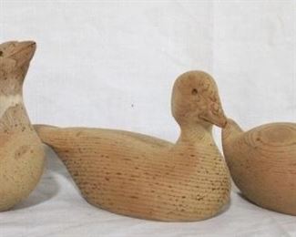 115 - Lot of 3 wood carved ducks - 8 x 4
