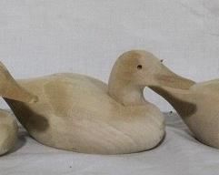 132 - Lot of 3 wood carved ducks - 9 x 4

