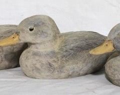 196 - Lot of 3 carved wood ducks
