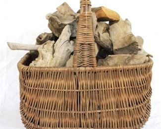 198 - Basket of assorted burl wood & more
