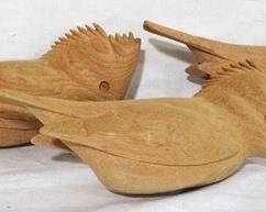 203 - Lot of 3 carved wood birds - 10 x 4
