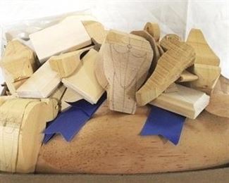 227 - Tray assorted carved wood duck supplies
