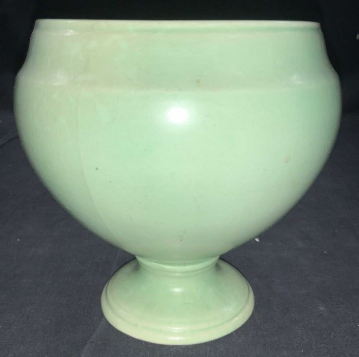 H & K Green Tnd Vintage Glass Vessel, England
