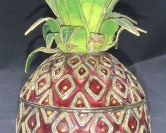 Cloisonne Style Enamel Pineapple Trinket Box
