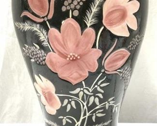 Painted Ceramic Chased Floral Table Lamp
