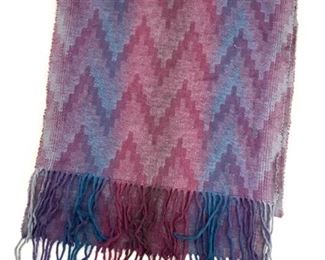 Cool Toned Zig Zag Patterned Wool Scarf
