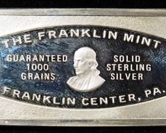 Franklin Mint 1971 Christmas Ingot, 1000 Grains Of Solid Sterling Silver