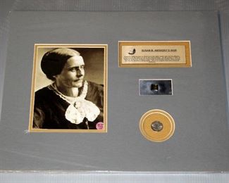 Susan B Anthony's Hair Strand And Coin, Matted
