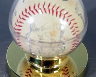 1955 Yankees Autographed Team Baseball, Including Casey Stengel, Phil Rizzuto, Jim Konstanty, Ed Ford, And More