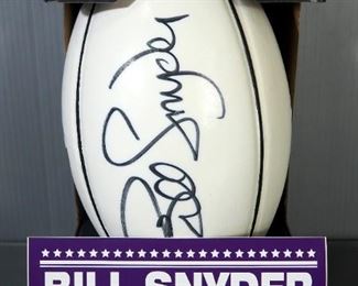 Bill Snyder Kansas State University Autographed Football, And Bill Snyder For President Sticker