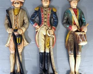 Revolutionary War Soldier Cast Metal Wall Hanging Decor, Qty 3, Approx 20" High