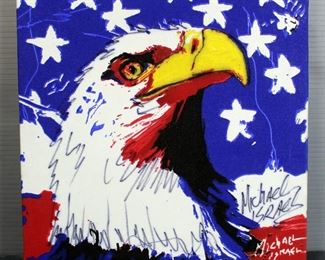 Michael Israel Signed American Eagle Print On Canvas, 11.75" W x 11.75" H, Michael Israel DVD, And Guy Gilchrist Signed Your Angels Speak Print