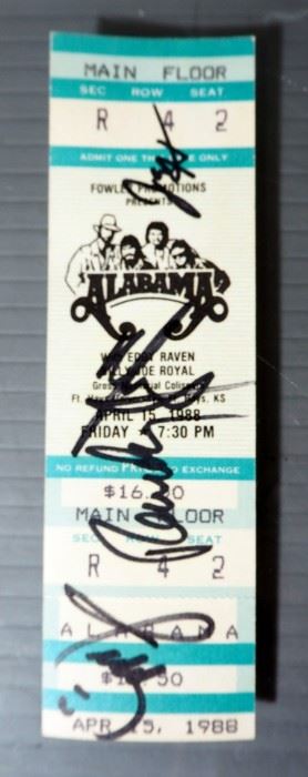 Autographed Alabama Concert Ticket, And Concert Poster