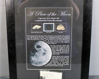 Specimen From Dhofar 908 Meteorite Which Broke Off Of The Moon, Framed Under Glass, And Tektites From Guan Dong, Africa