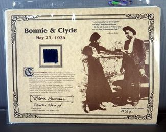Bonnie And Clyde Memorabilia, Includes Piece Of Clyde's Pants At Time Of Death, Dirt From Both Gravesites, Repro Wanted Posters, And More