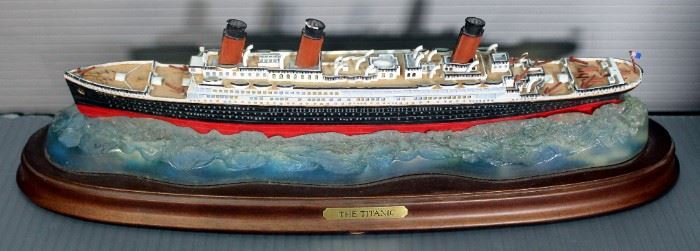Danbury Mint Titanic Figure, 14" Long, And Diecast 1:1136 Scale Titanic Model, In Box