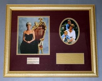 Princess Diana Personally Worn Dress Piece, Matted With Photos And Plaque, And Matching Framed Mat, Possibly With Dress Piece