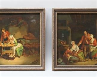 10	Pair of Oils on Copper Interior Scenes	Pair of oil on copper genre scenes. Both unsigned. Each 8 1/8" x 9 1/2" (with frames 9 5/8" x 11").
