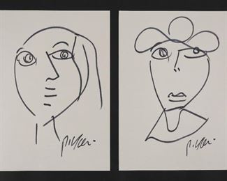 94	2 Peter Keil Marker on Paper Portraits	Peter Robert Keil (Germany, 1942-). 2 marker on paper abstract portraits. Both signed lower right. Unframed. Each sheet 24" x 18".

