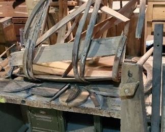 Several wood barrels and buckets parts & pieces - antique & handmade