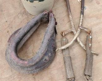 Leather Collar/Yoke is extra small, very unusual. Would be great with fitted mirror or just a conversation decor piece.