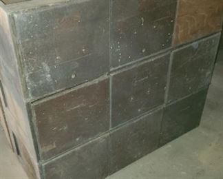 3 Oak Stacking File Cabinet Sections, 3 drawers per section. No top or bottom finish pieces.