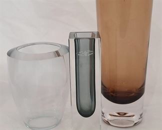 3 Heavy Glass Vases including Murano