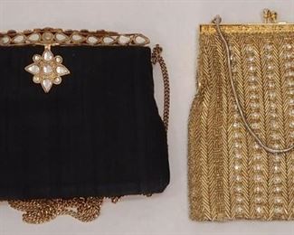 Two Vintage Evening Bags with Gold Accents