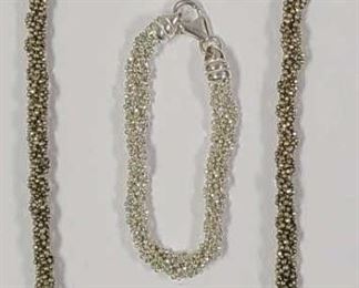 Sterling Silver Twisted Bead Rope Set