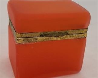 Rare Red Orange Opaline Murano Dresser Box