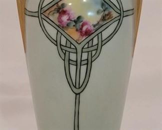 Small Art Deco Porcelain Bavaria Vase - Pink Roses