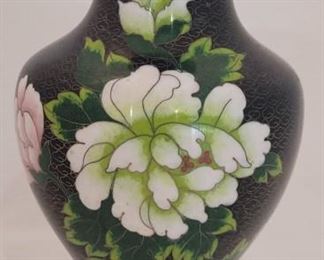 Vintage Cloisonne Vase with Flowers