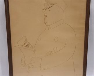 1949 Ben Shahn Silent Night Pencil Signed Print